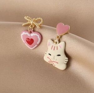 Limited Edition "Meow & Bow" Asymmetric Valentine’s Earrings